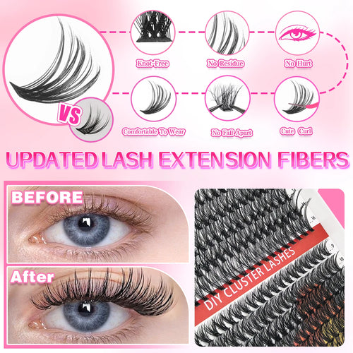 320/600/790 Cluster Lashes Kit – Daily & Party Essential with Mix-and-Match Lengths! Perfect for Effortless Glam Anytime
