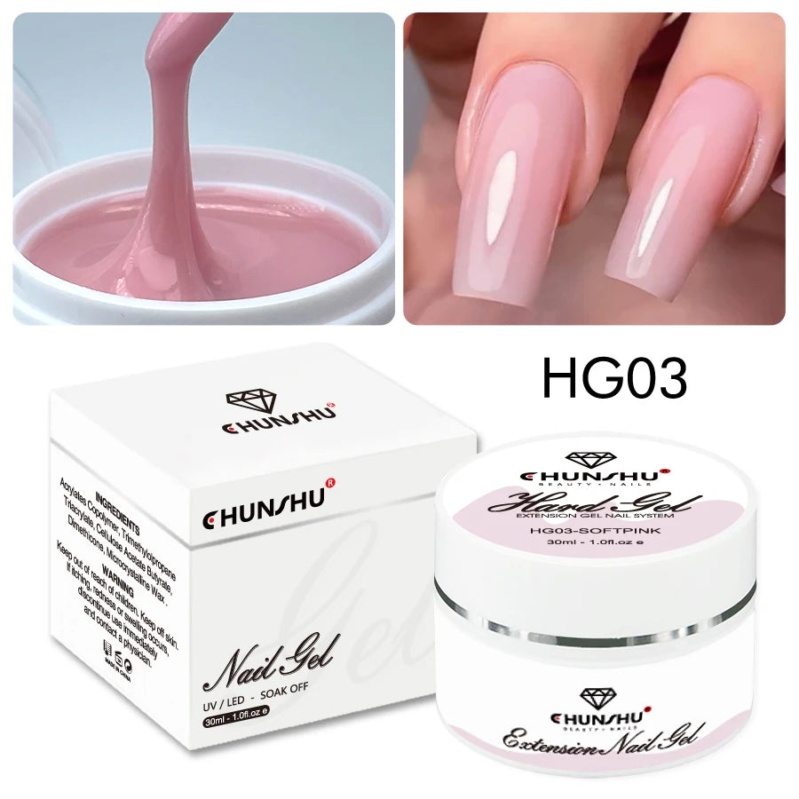 30ML Hard Gel For Nail Extension Milky White Builder Constructor Gel Self Leveling Reinforcement Nail Gels Camouflage Manicure